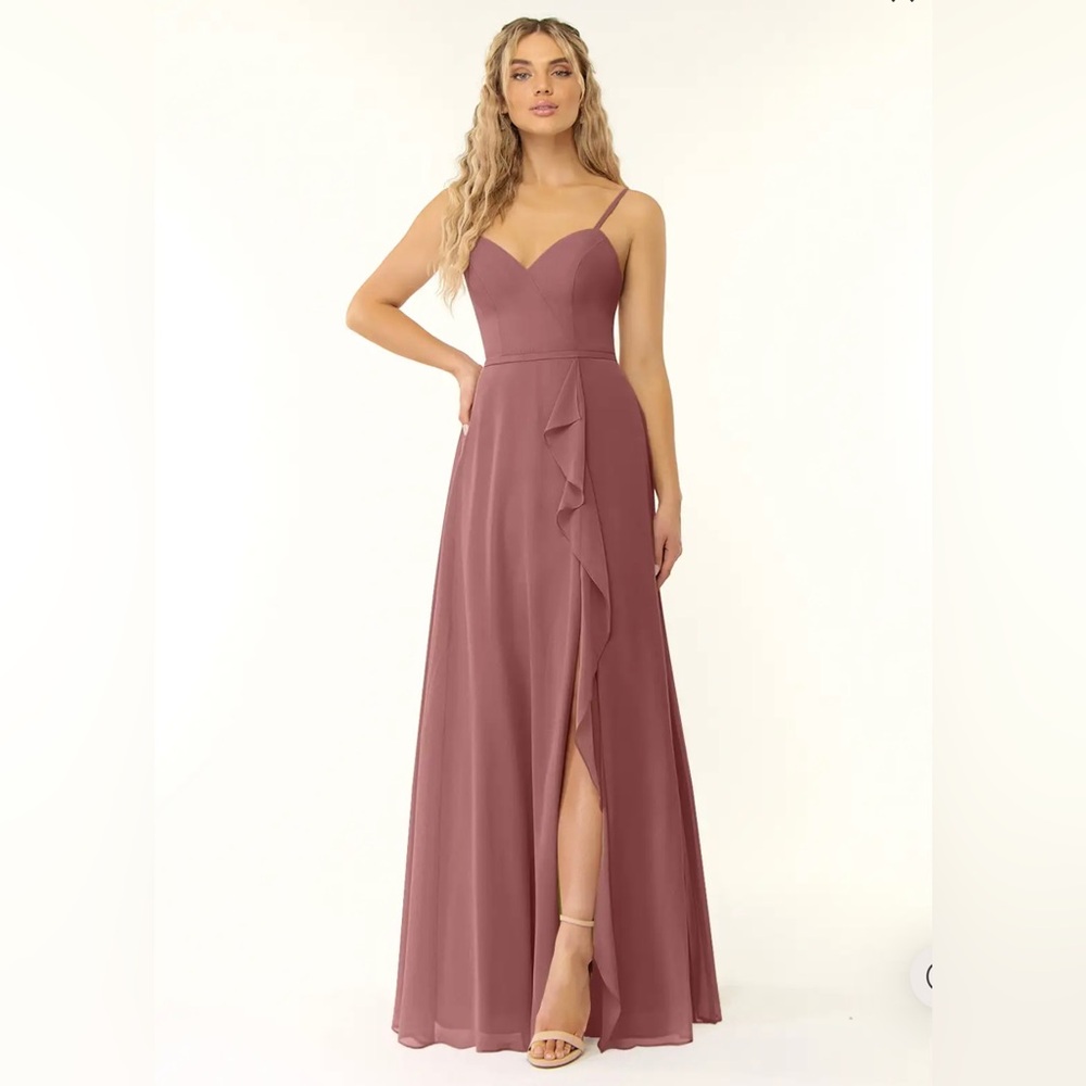 Azazie bridesmaids dress in the color desert rose. Size 6